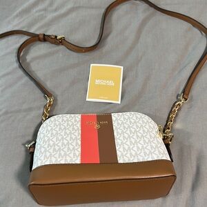 Michael Kors Brown and Cream Crossbody Bag